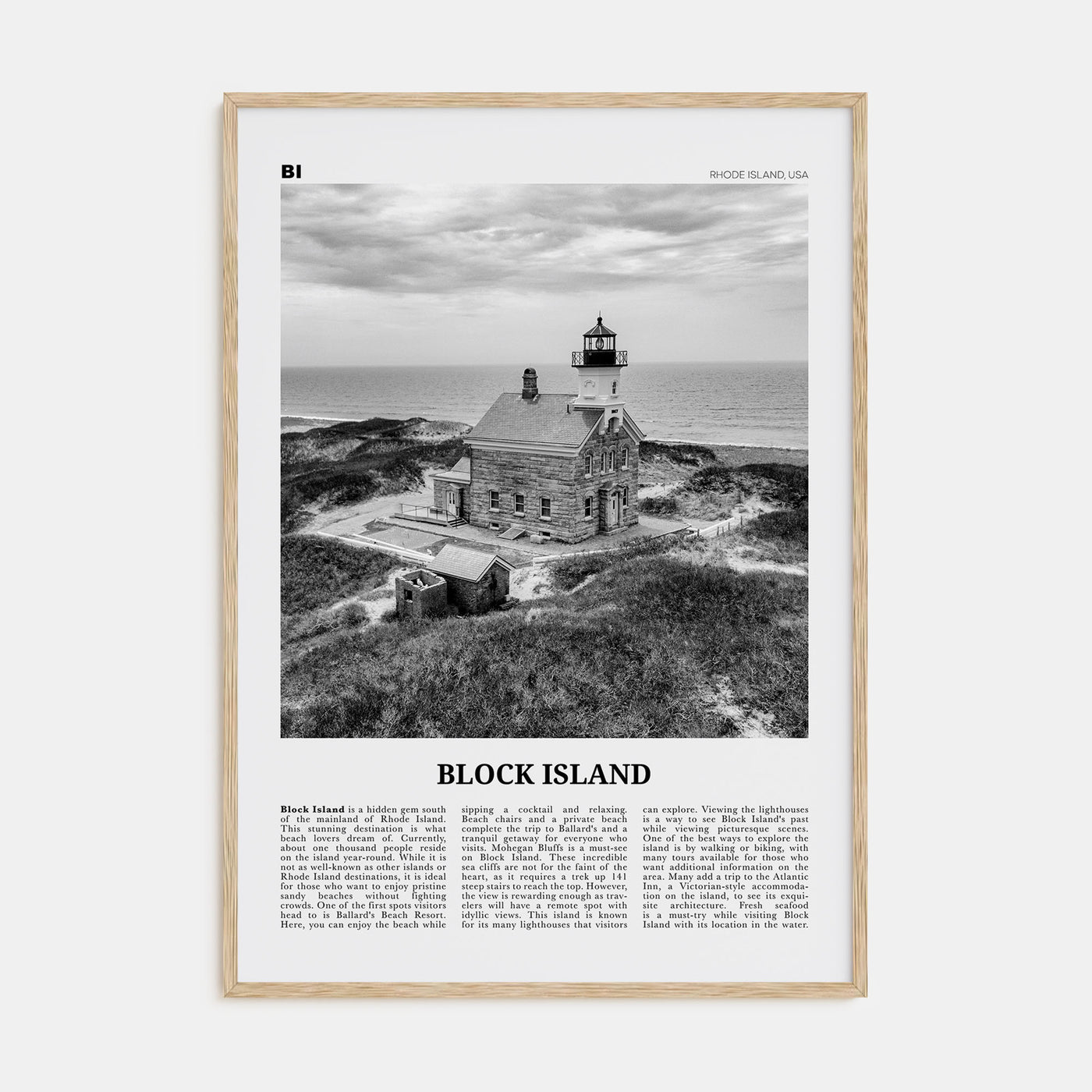 Block Island Travel B&W Poster
