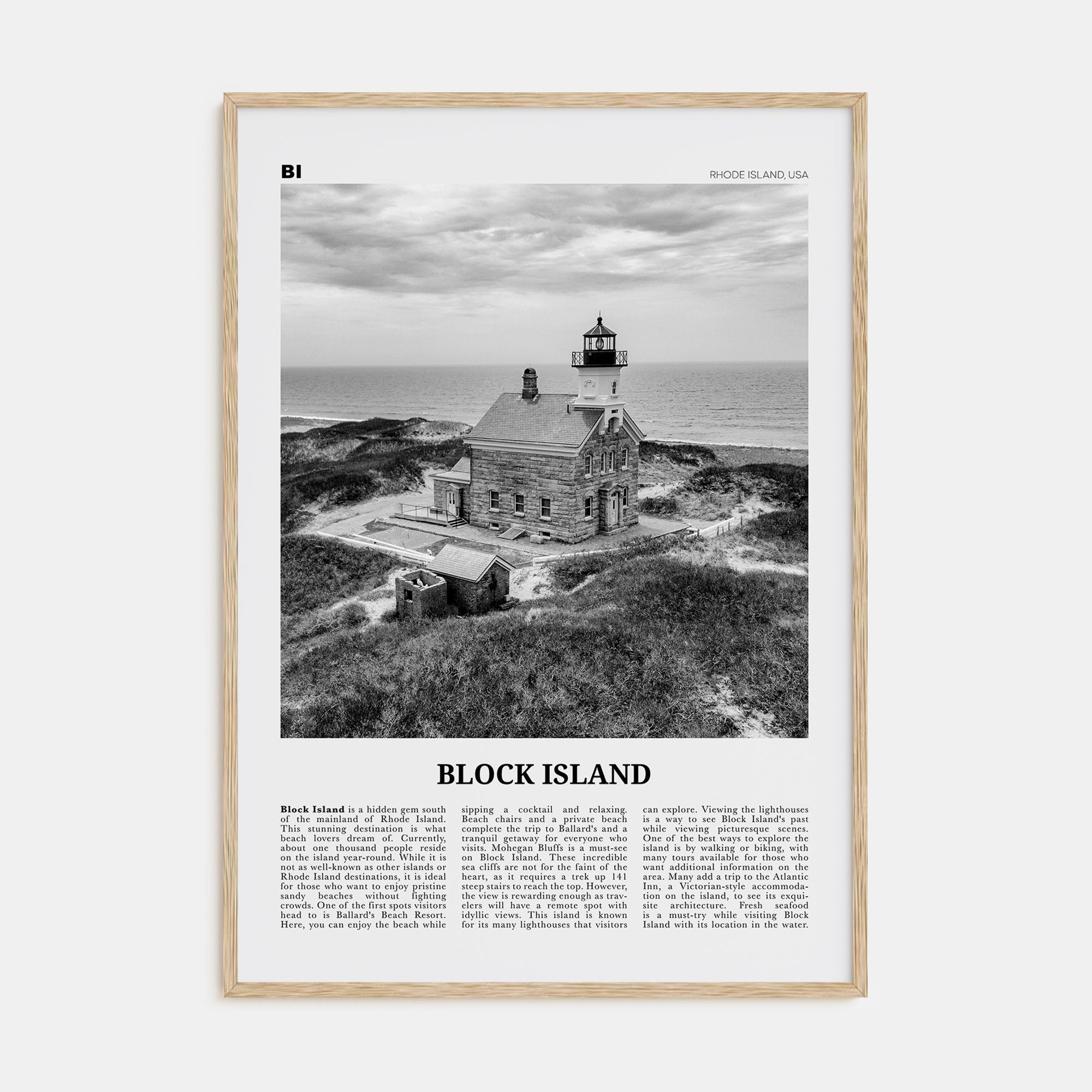 Block Island Travel B&W Poster