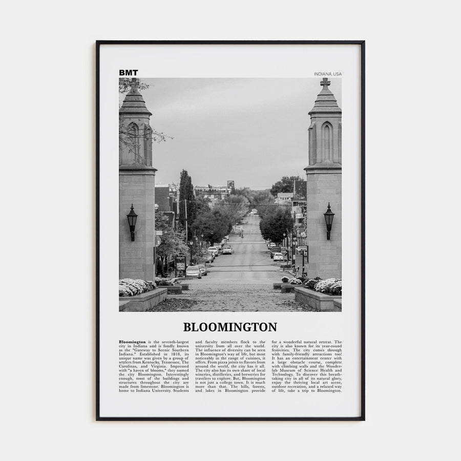 Bloomington Travel B&W Poster