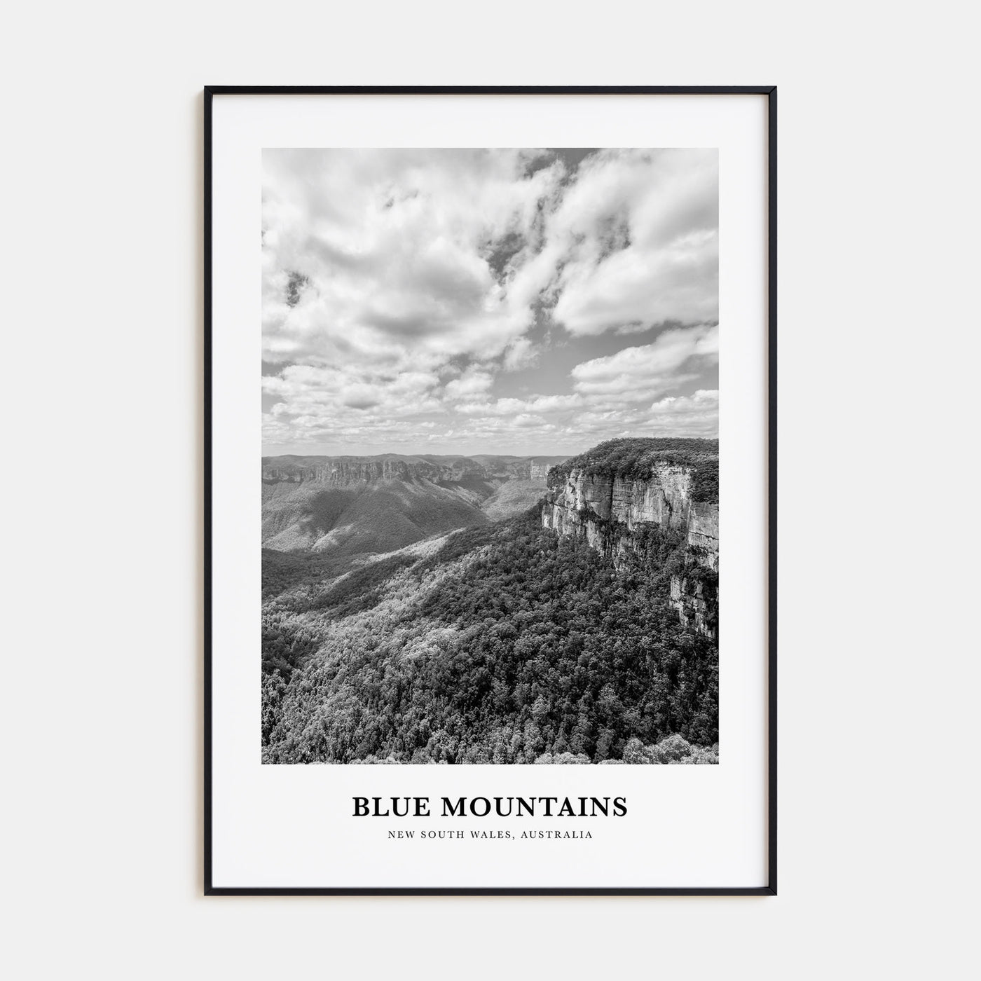Blue Mountains Portrait B&W Poster