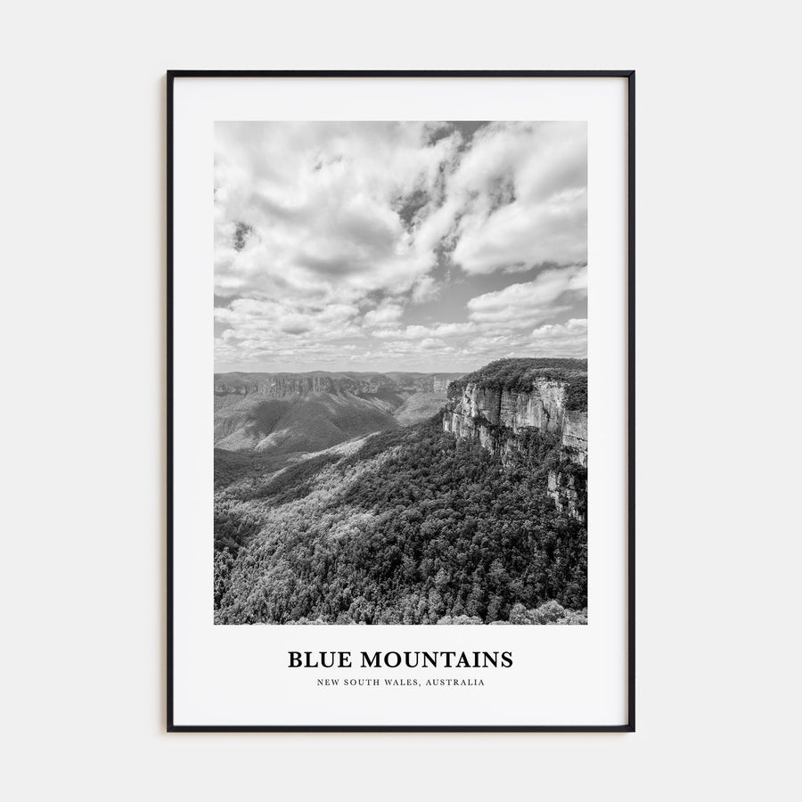 Blue Mountains Portrait B&W Poster