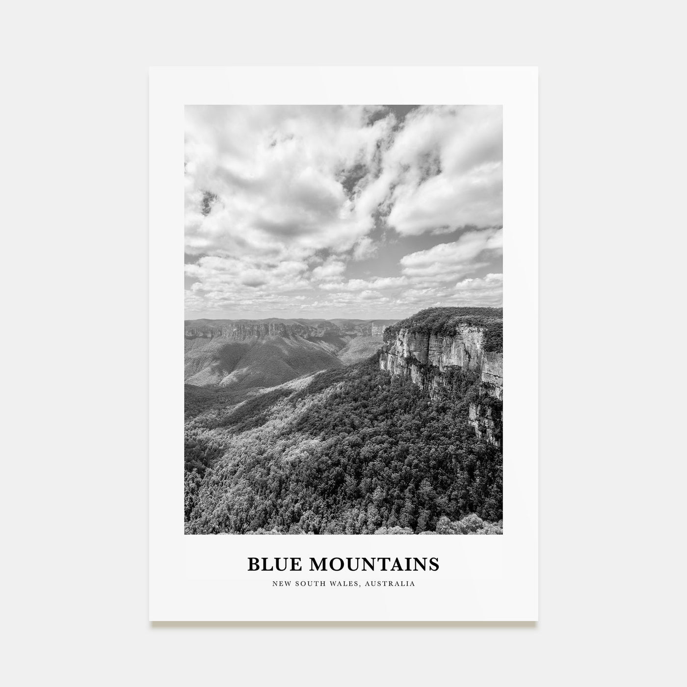 Blue Mountains Portrait B&W Poster