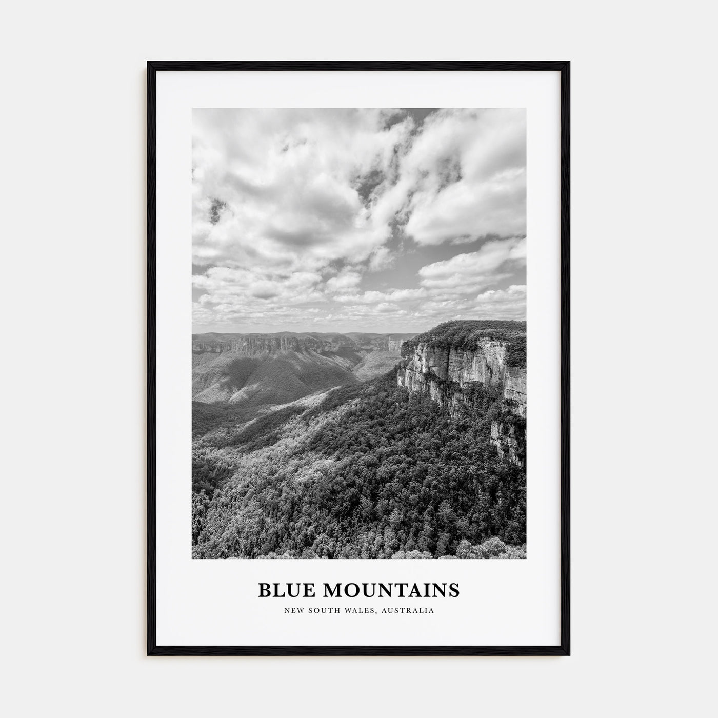 Blue Mountains Portrait B&W Poster