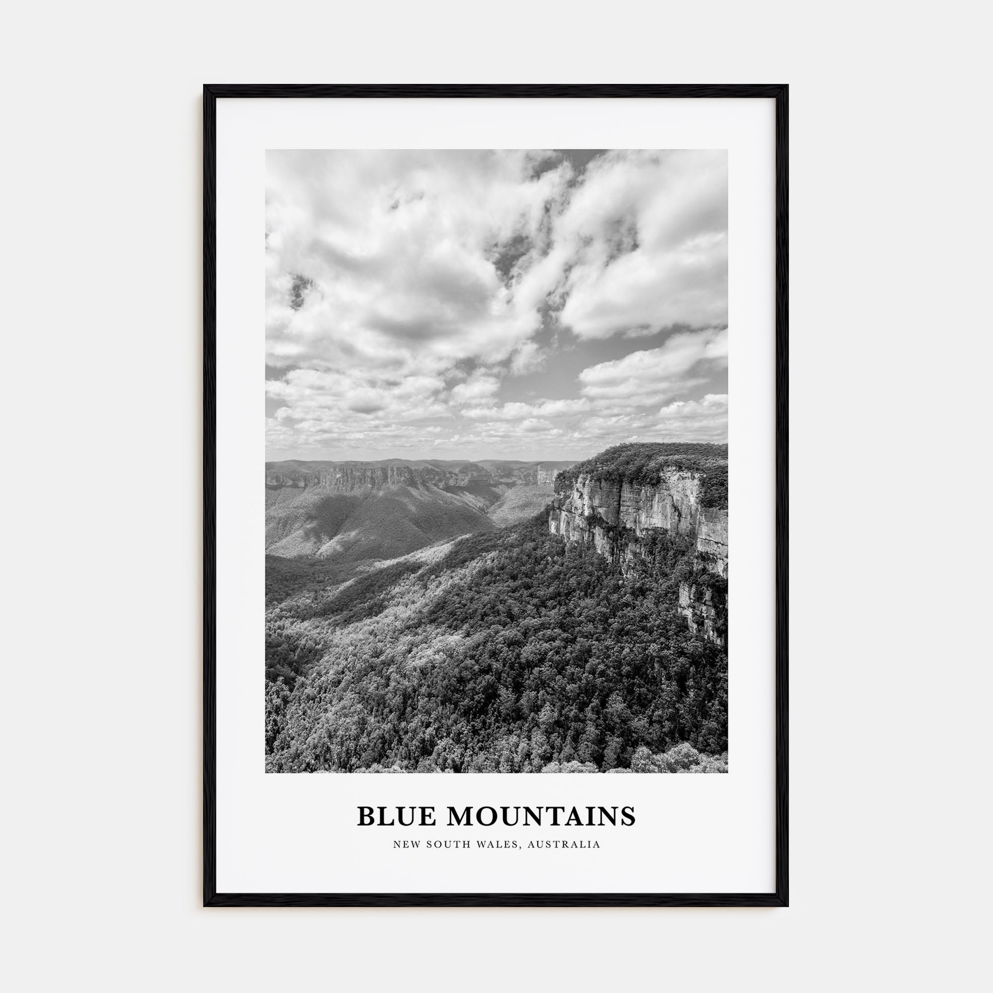 Blue Mountains Portrait B&W Poster