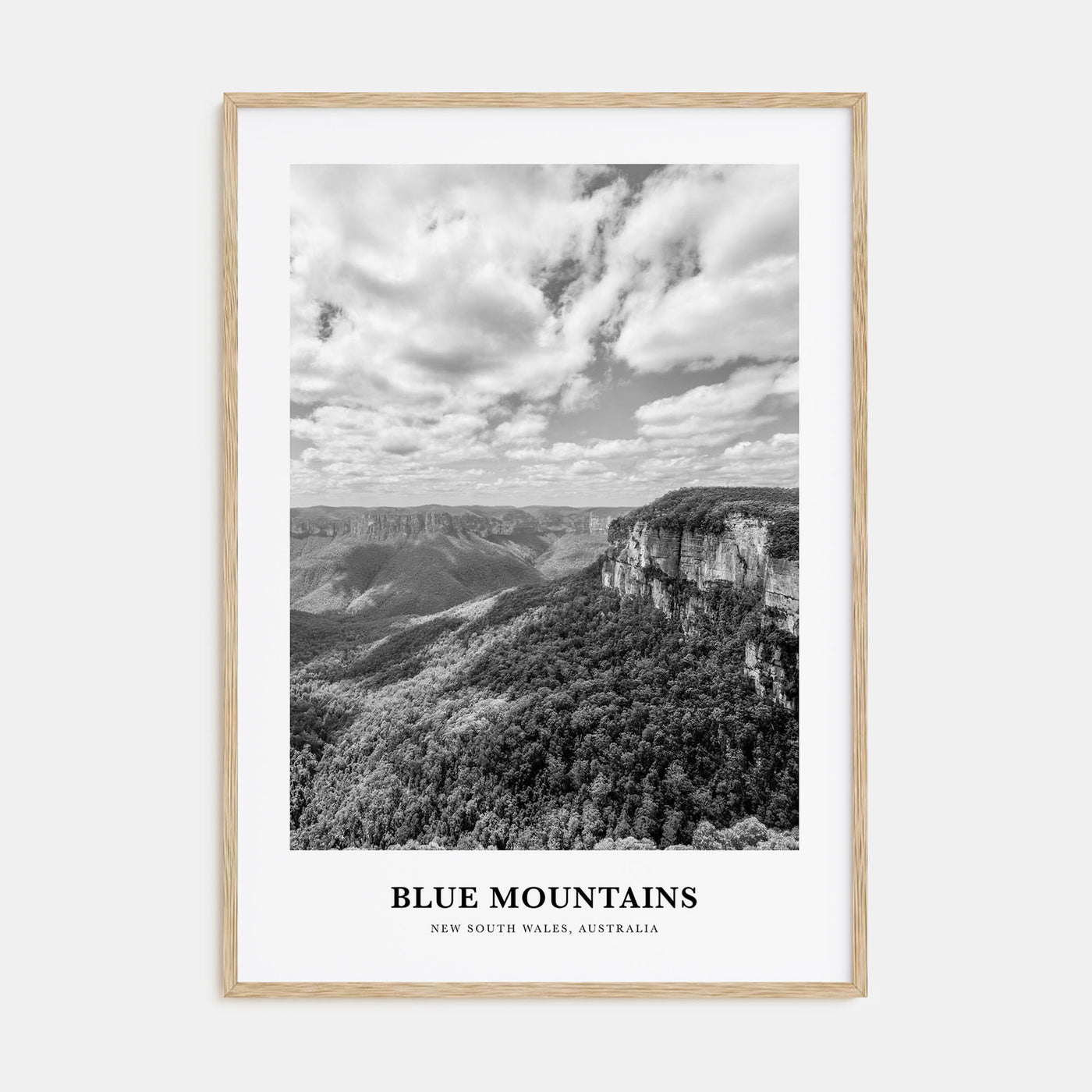 Blue Mountains Portrait B&W Poster