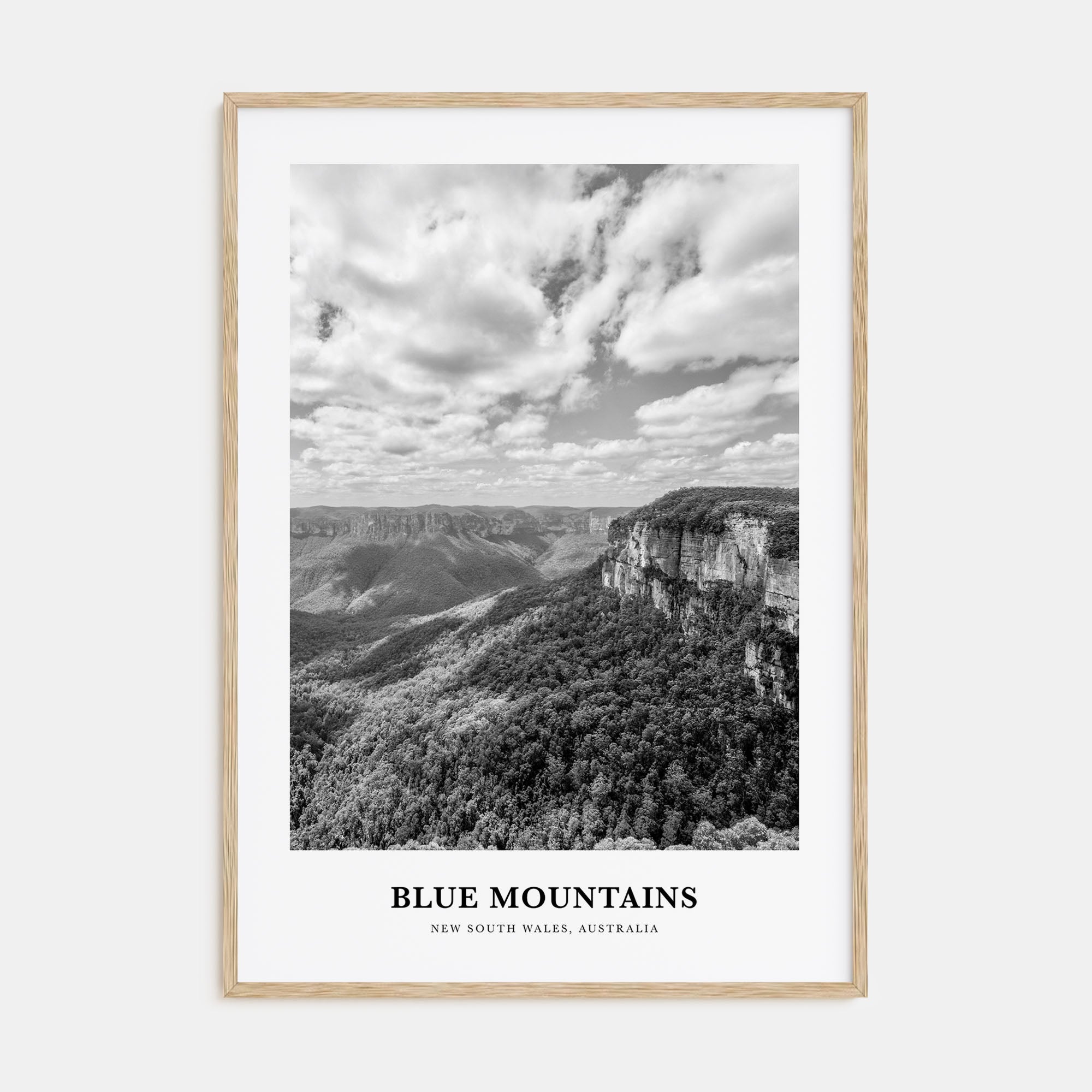 Blue Mountains Portrait B&W Poster