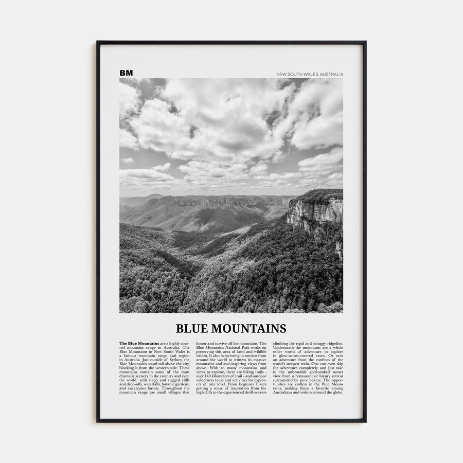 Blue Mountains Travel B&W Poster