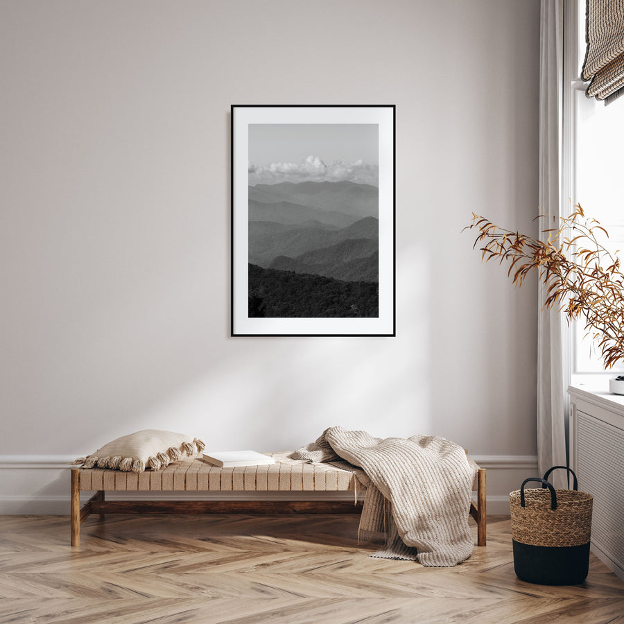 Blue Ridge Mountains Photo B&W Poster
