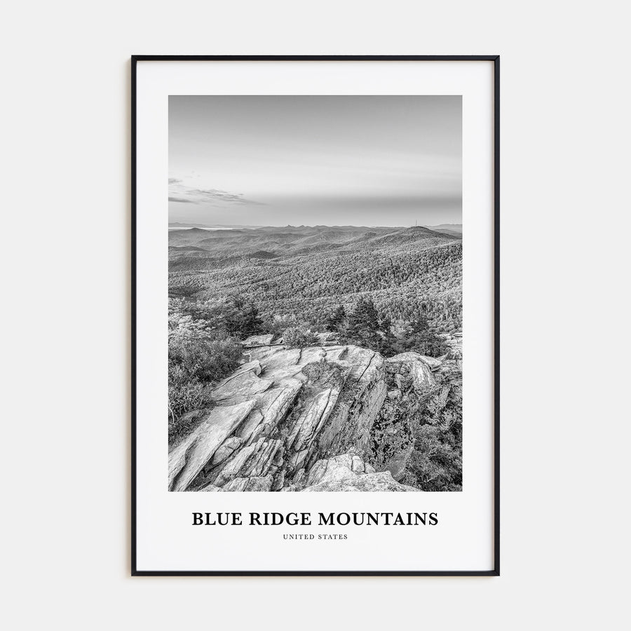 Blue Ridge Mountains Portrait B&W Poster