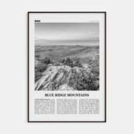 Blue Ridge Mountains Travel B&W Poster