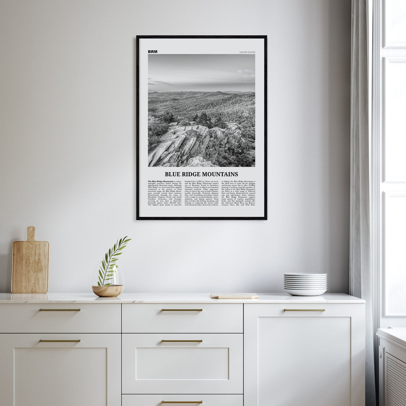 Blue Ridge Mountains Travel B&W Poster