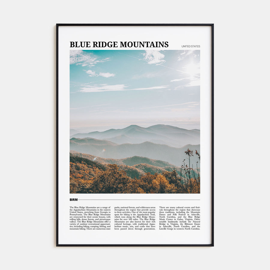 Blue Ridge Mountains Travel Color Poster