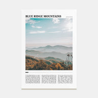 Blue Ridge Mountains Travel Color Poster