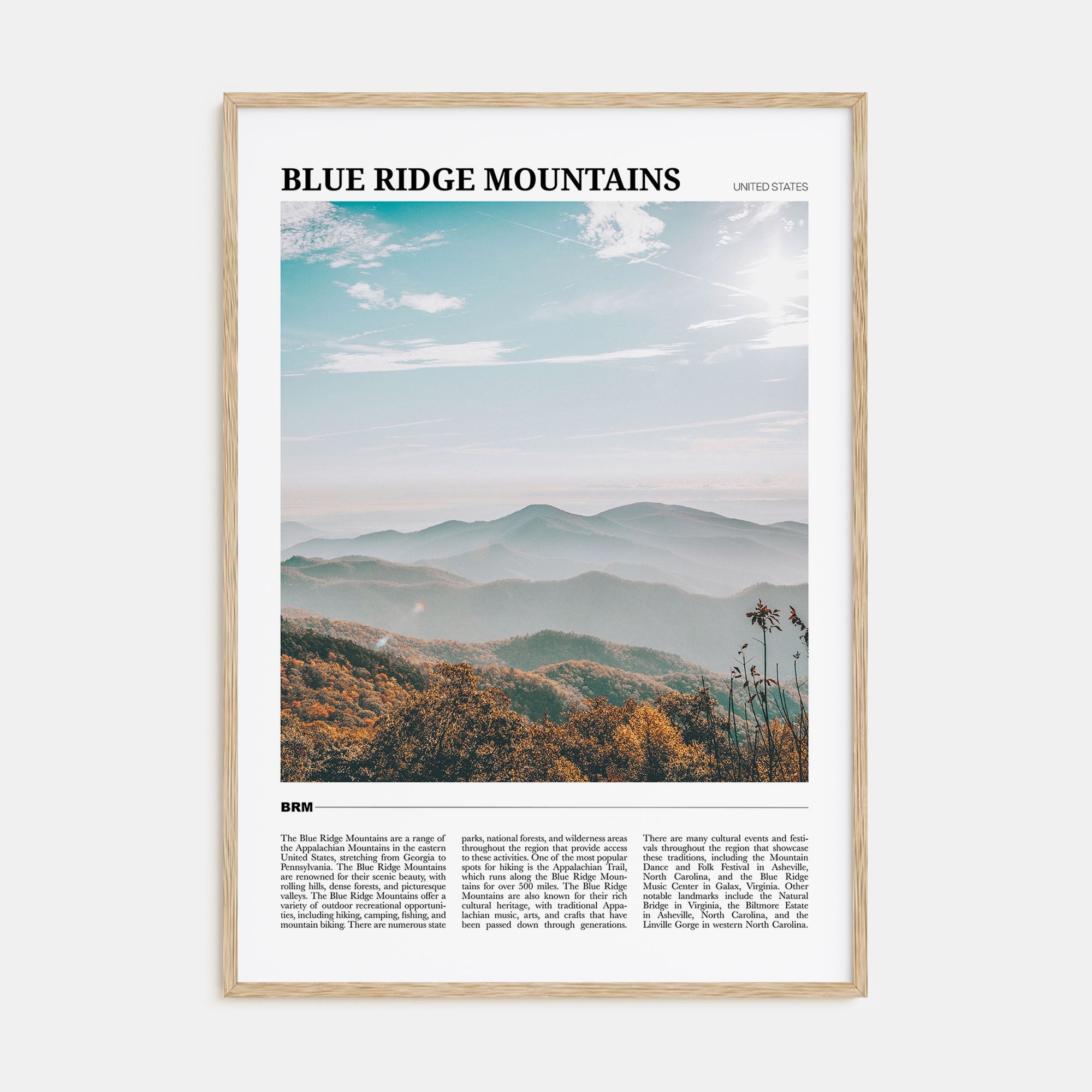 Blue Ridge Mountains Travel Color Poster