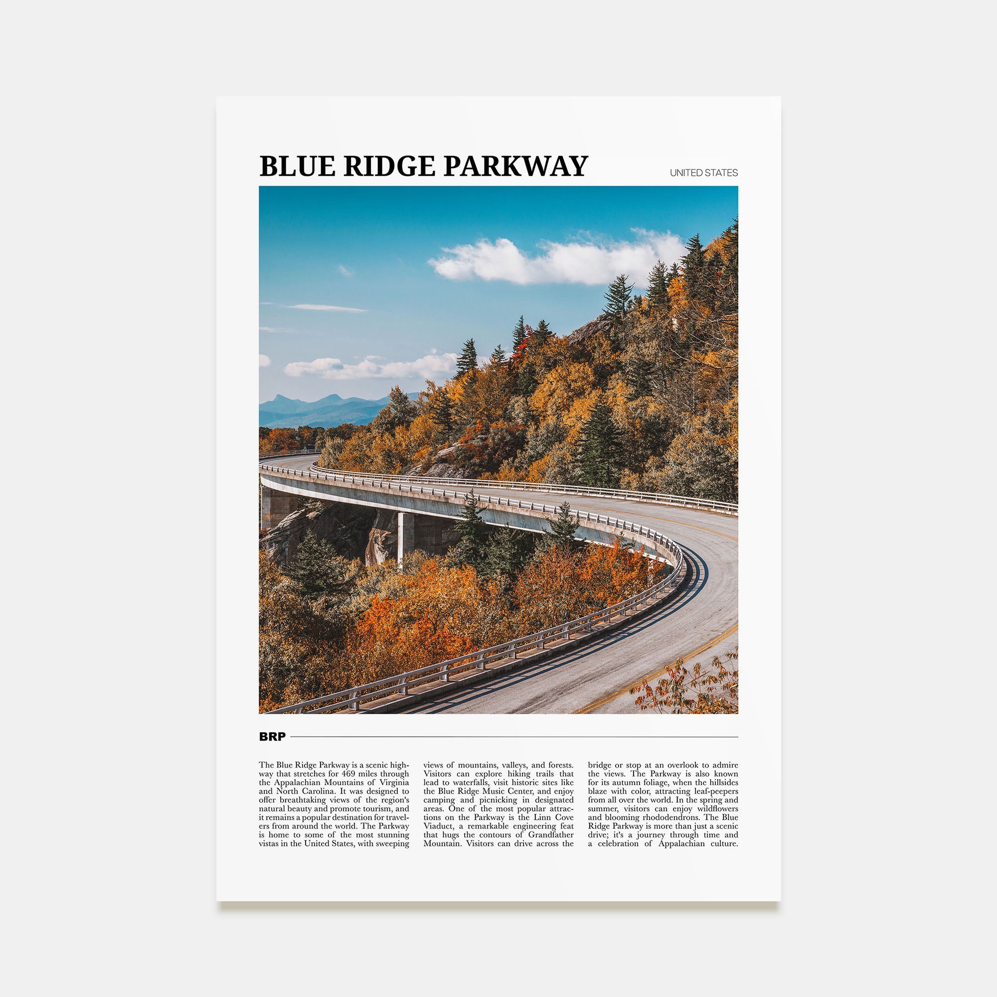 Blue Ridge Parkway Travel Color Poster