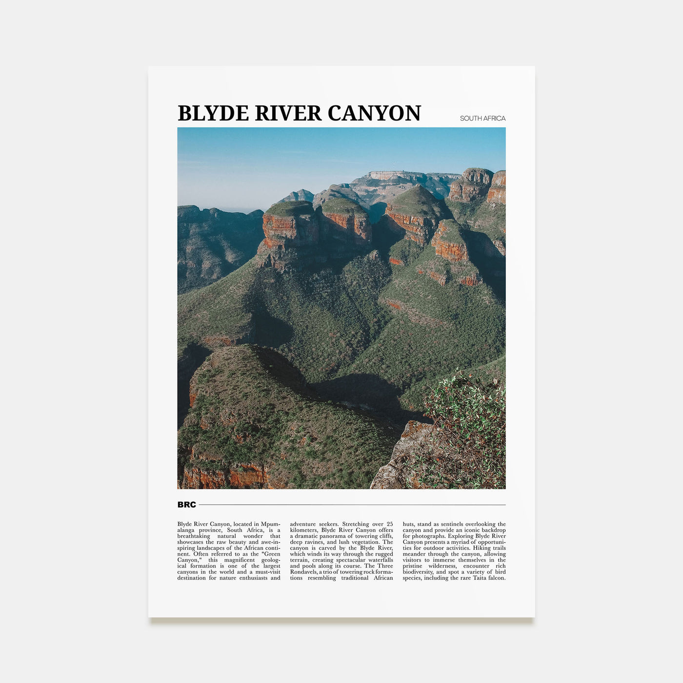 Blyde River Canyon Travel Color Poster