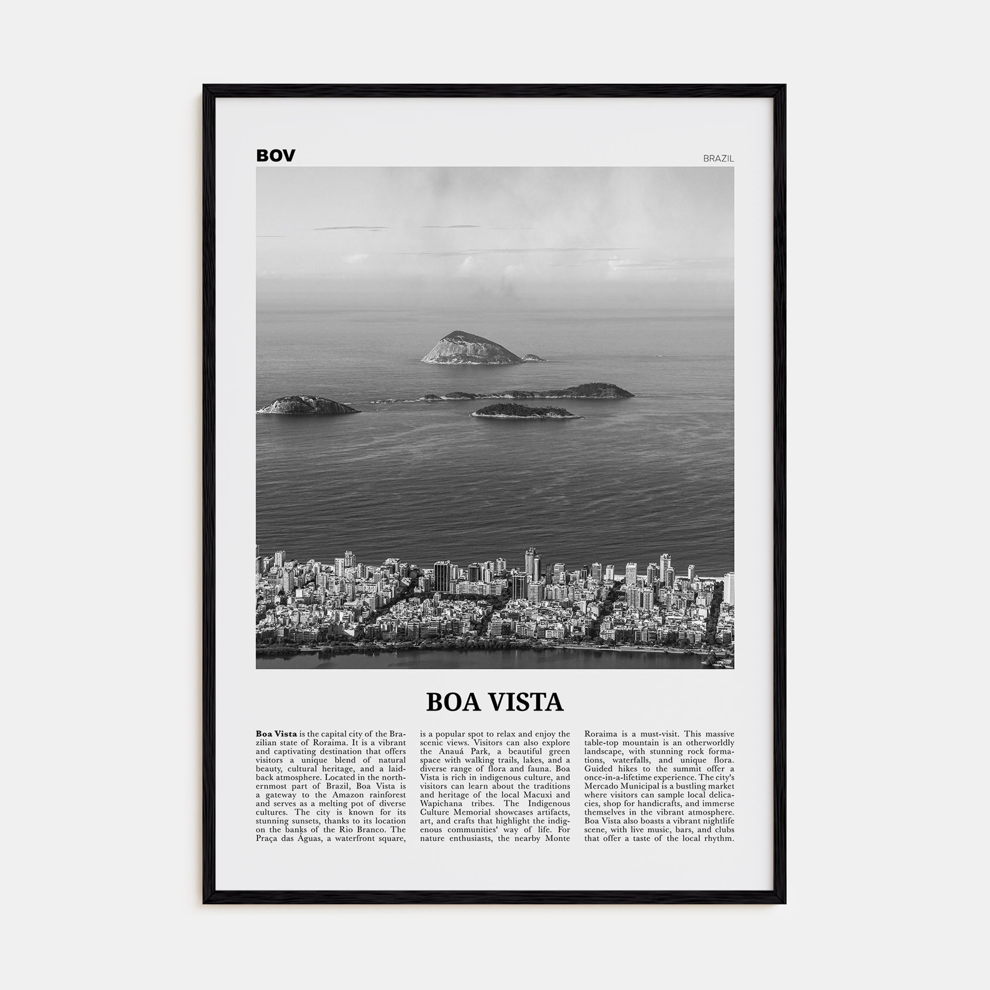 Boa Vista Travel B&W Poster