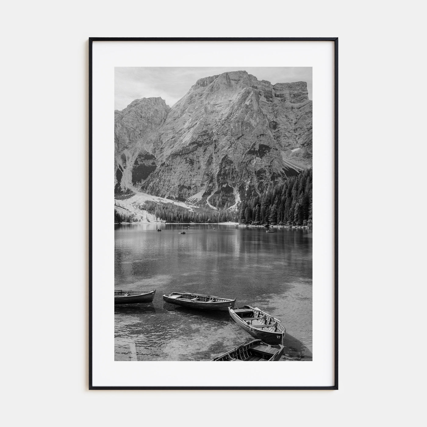 Boat in Lake Photo B&W Poster