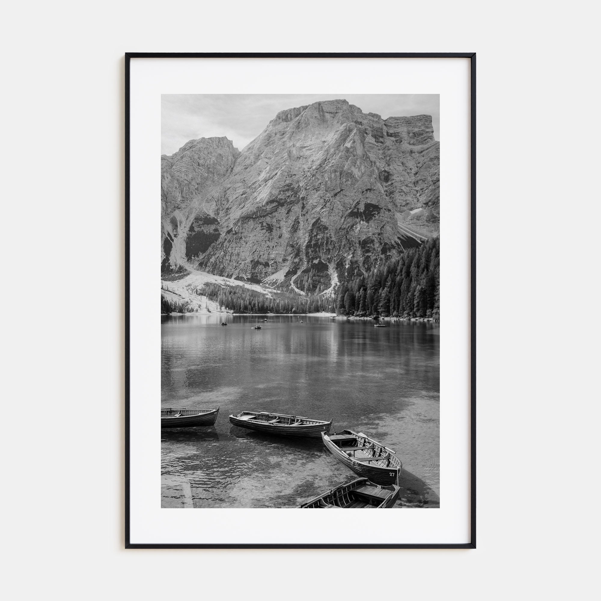 Boat in Lake Photo B&W Poster