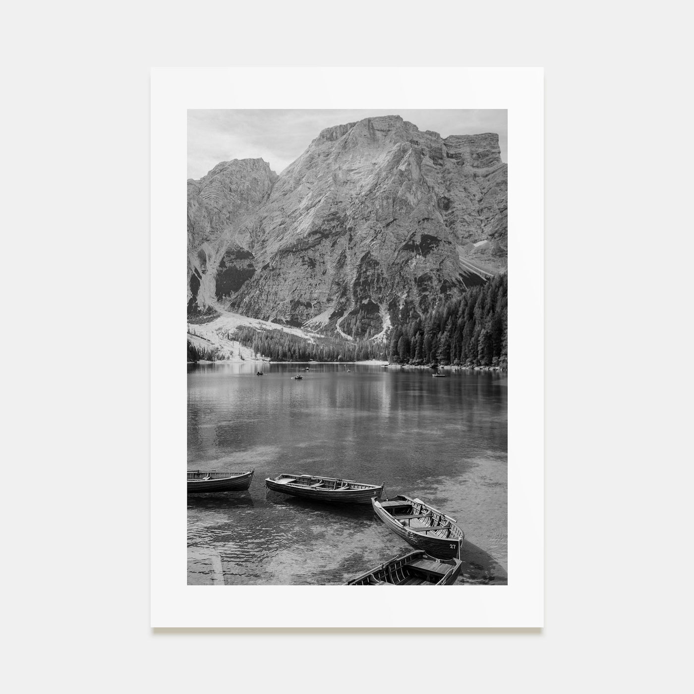 Boat in Lake Photo B&W Poster