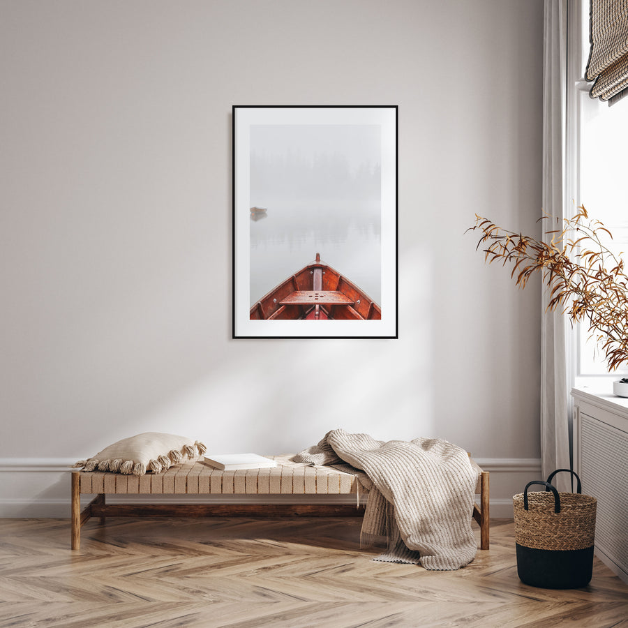 Boats on Foggy Lake Photo Color Poster