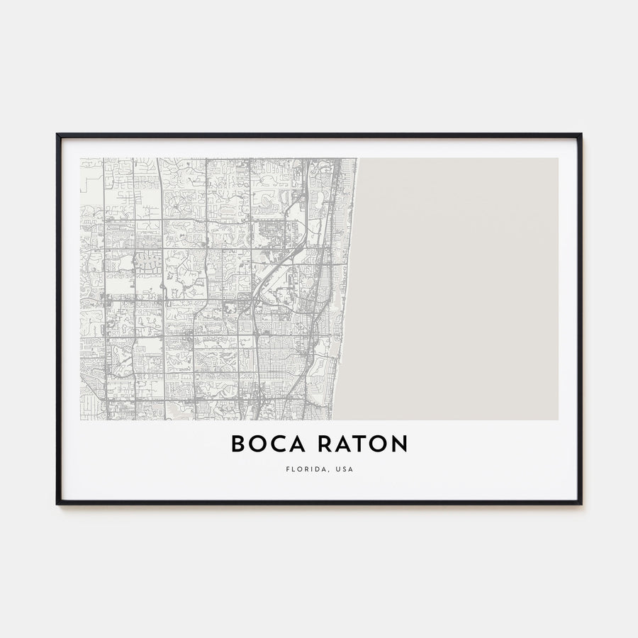Boca Raton Map Landscape Poster