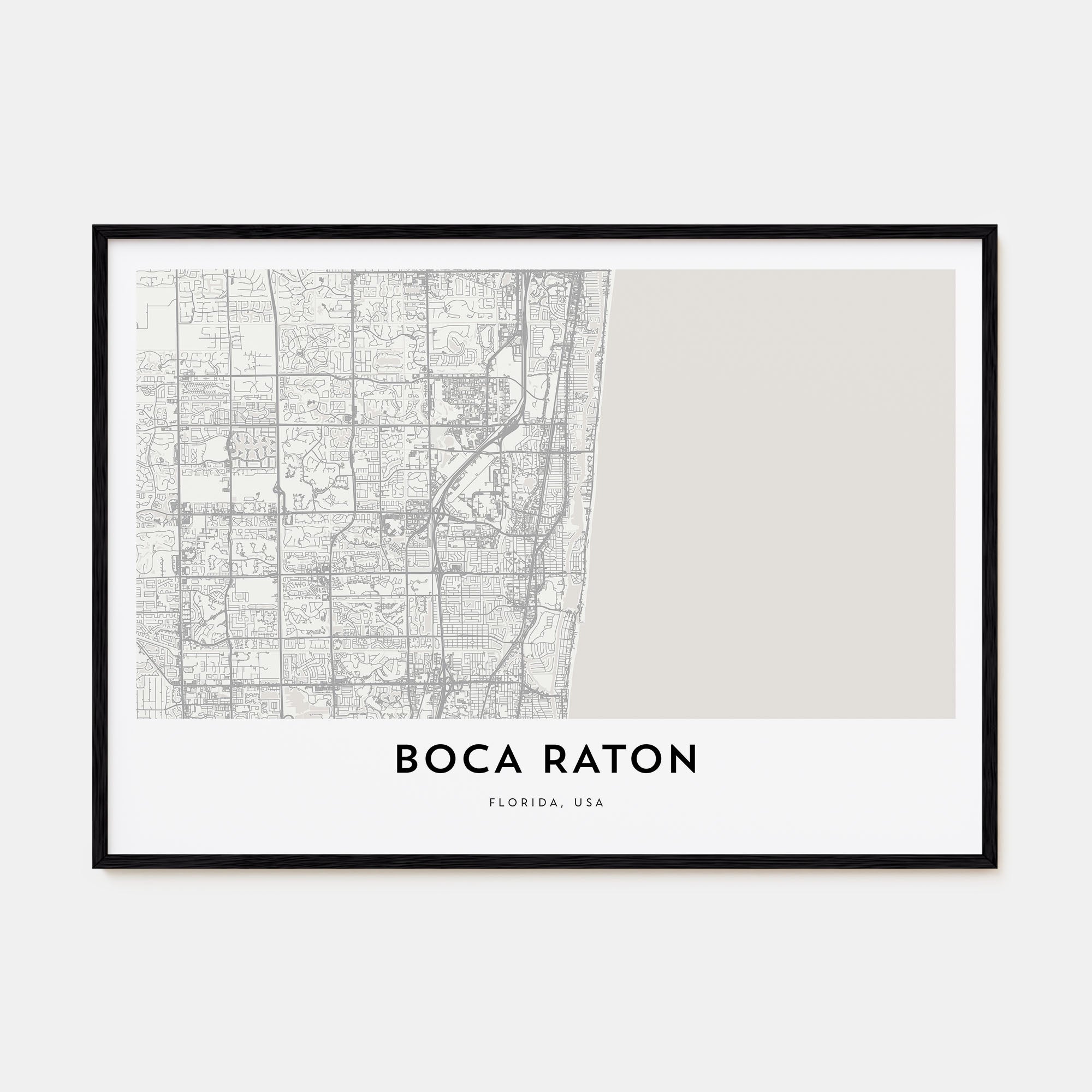 Boca Raton Map Landscape Poster