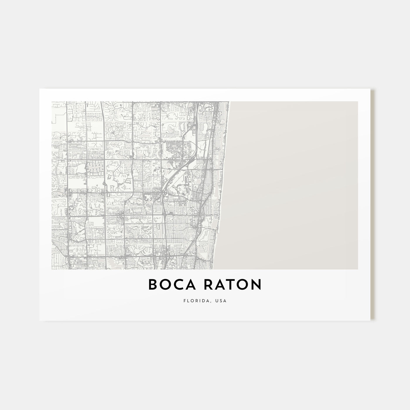 Boca Raton Map Landscape Poster