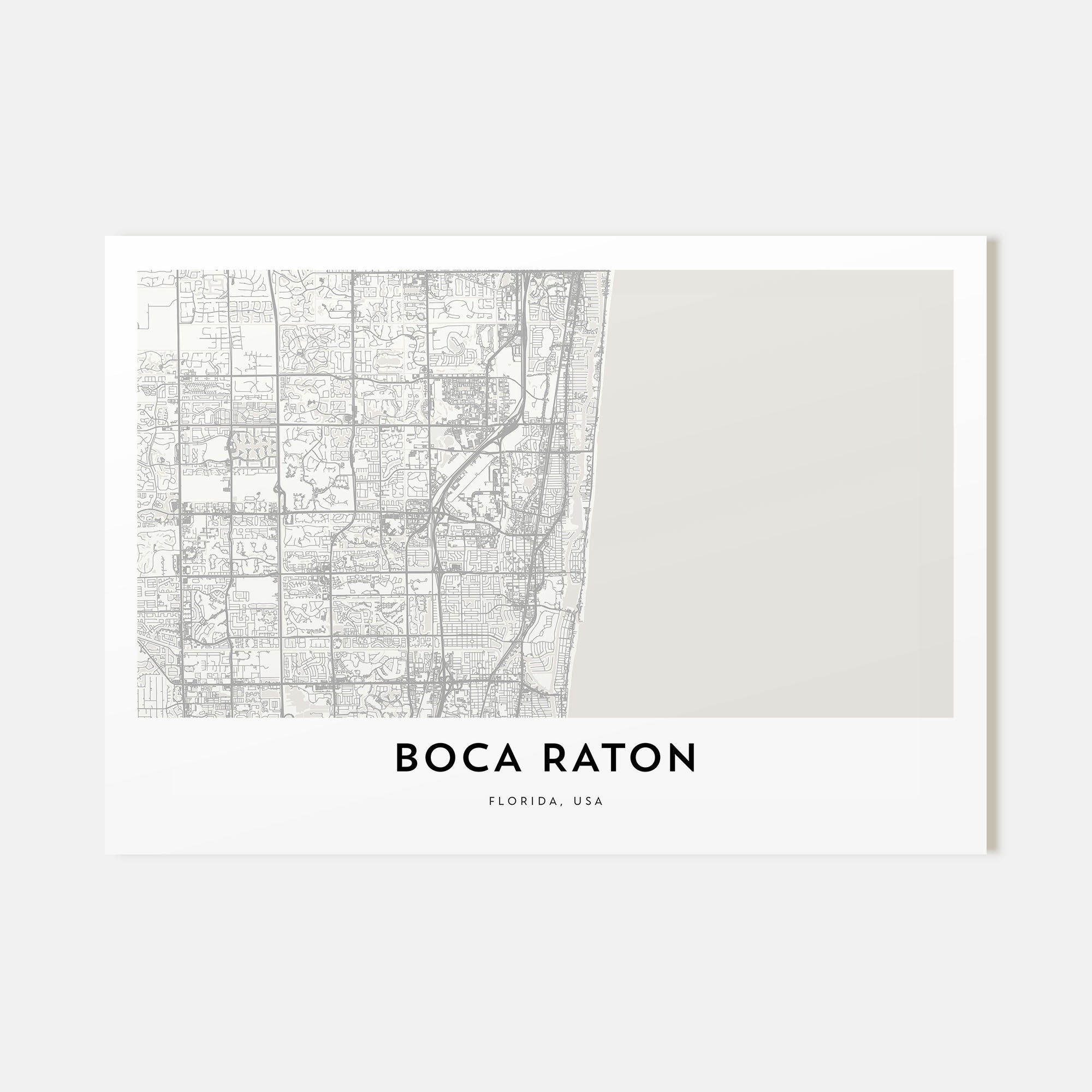 Boca Raton Map Landscape Poster
