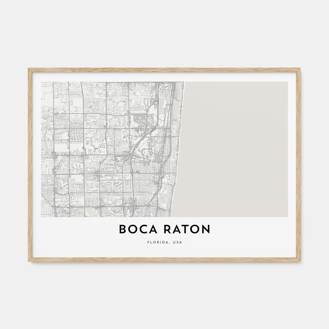 Boca Raton Map Landscape Poster