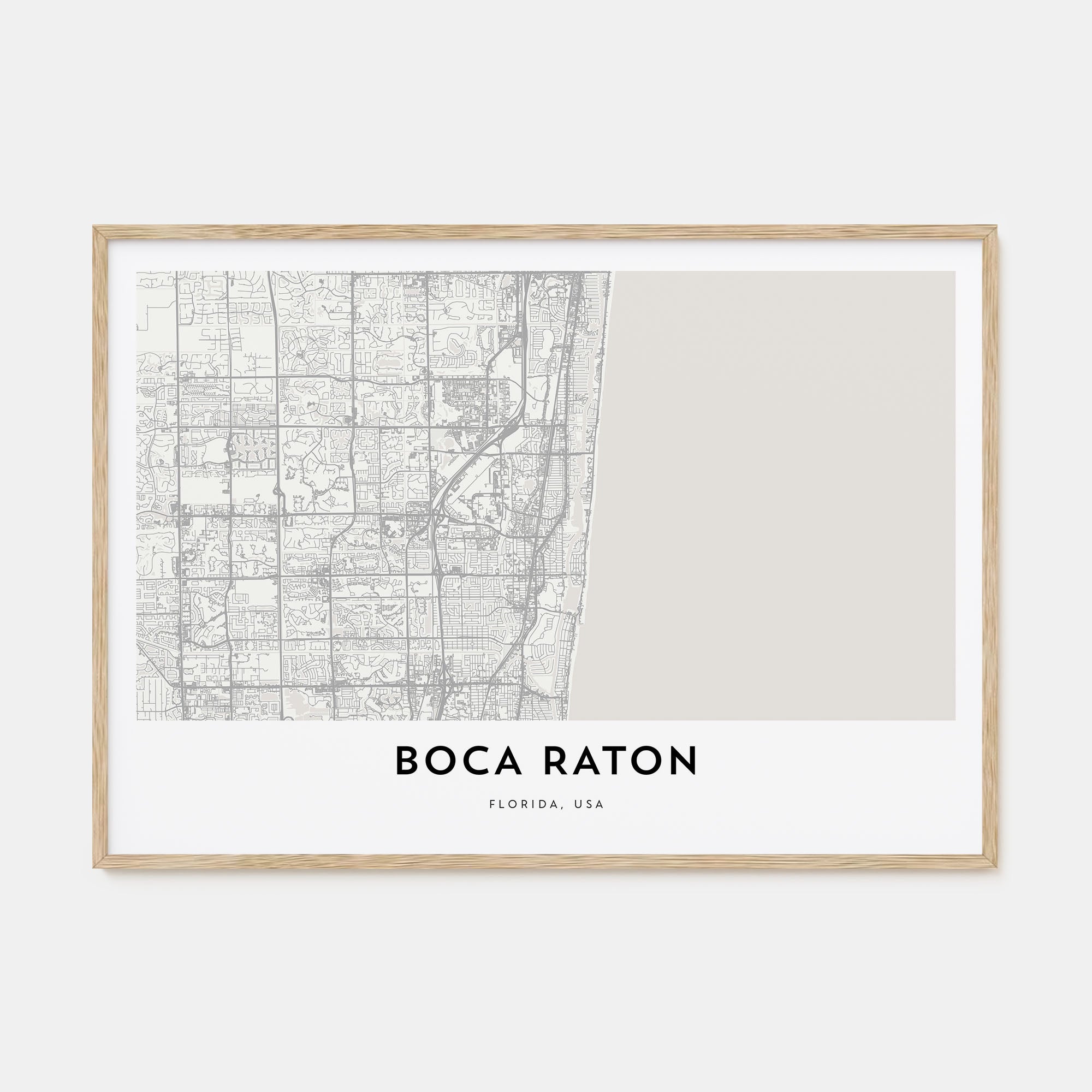 Boca Raton Map Landscape Poster