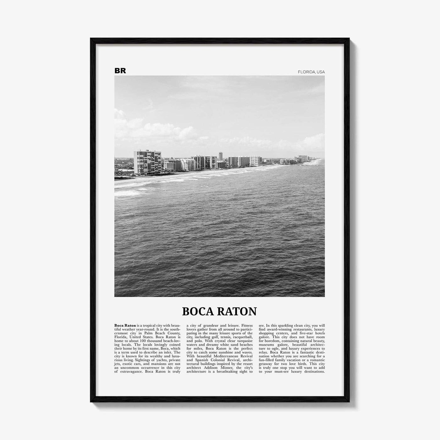 Boca Raton Print Black and White No 1, Boca Raton Wall Art, Boca Raton Poster, Boca Raton Photo, Boca Raton Décor, Florida, USA