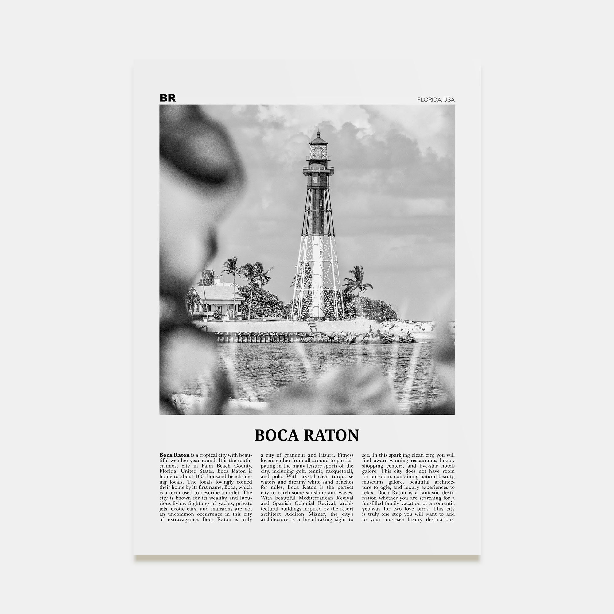 Boca Raton Travel B&W No 2 Poster