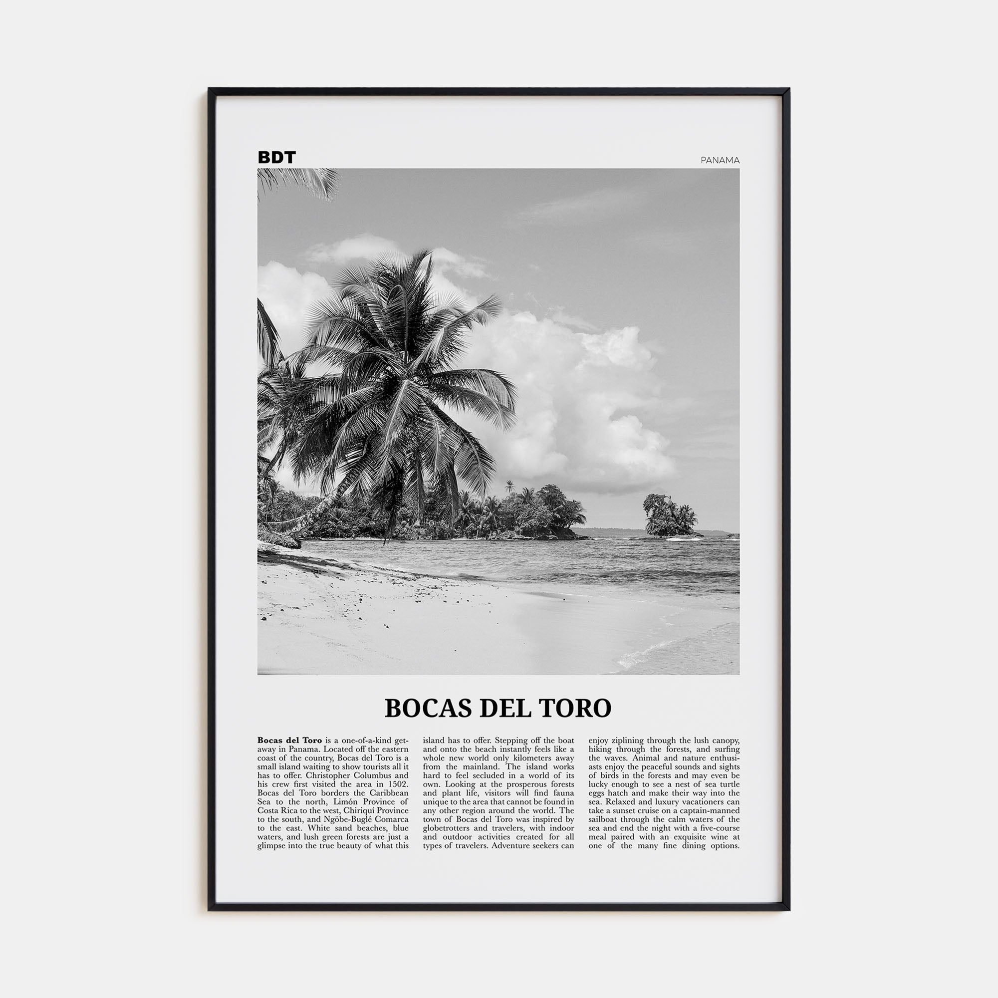 Bocas del Toro Travel B&W Poster