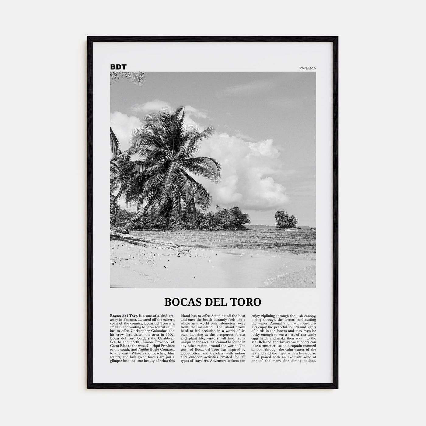 Bocas del Toro Travel B&W Poster
