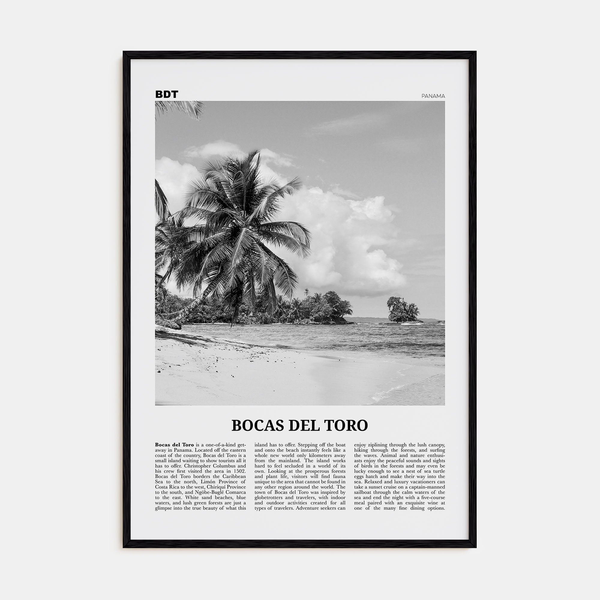 Bocas del Toro Travel B&W Poster