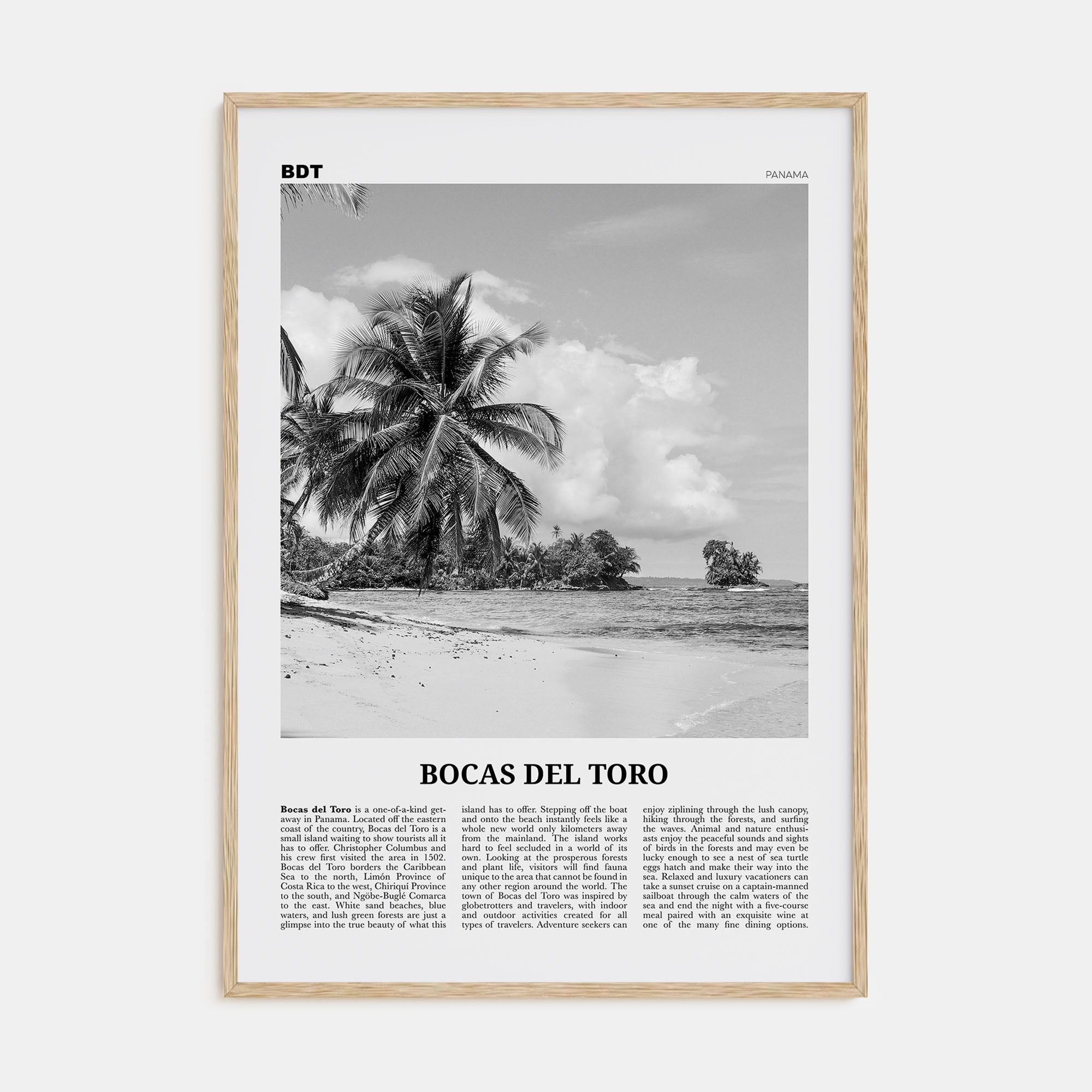 Bocas del Toro Travel B&W Poster