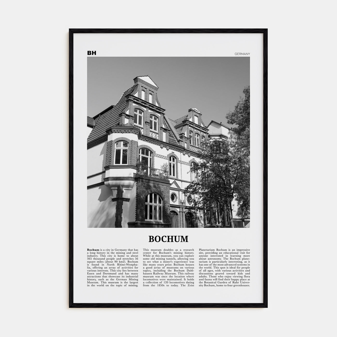 Bochum Travel B&W Poster