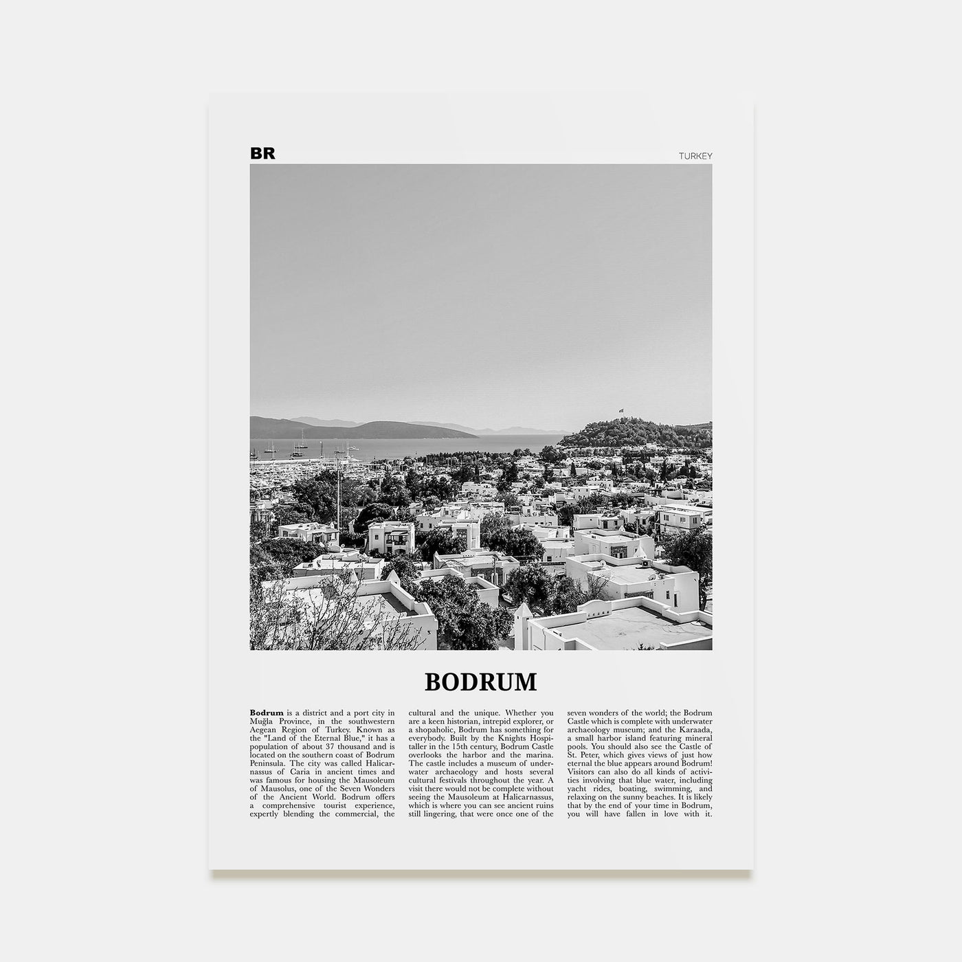Bodrum Travel B&W Poster