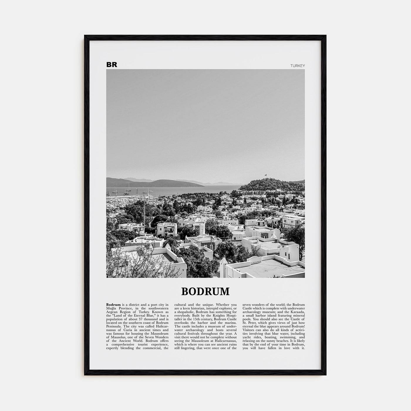 Bodrum Travel B&W Poster