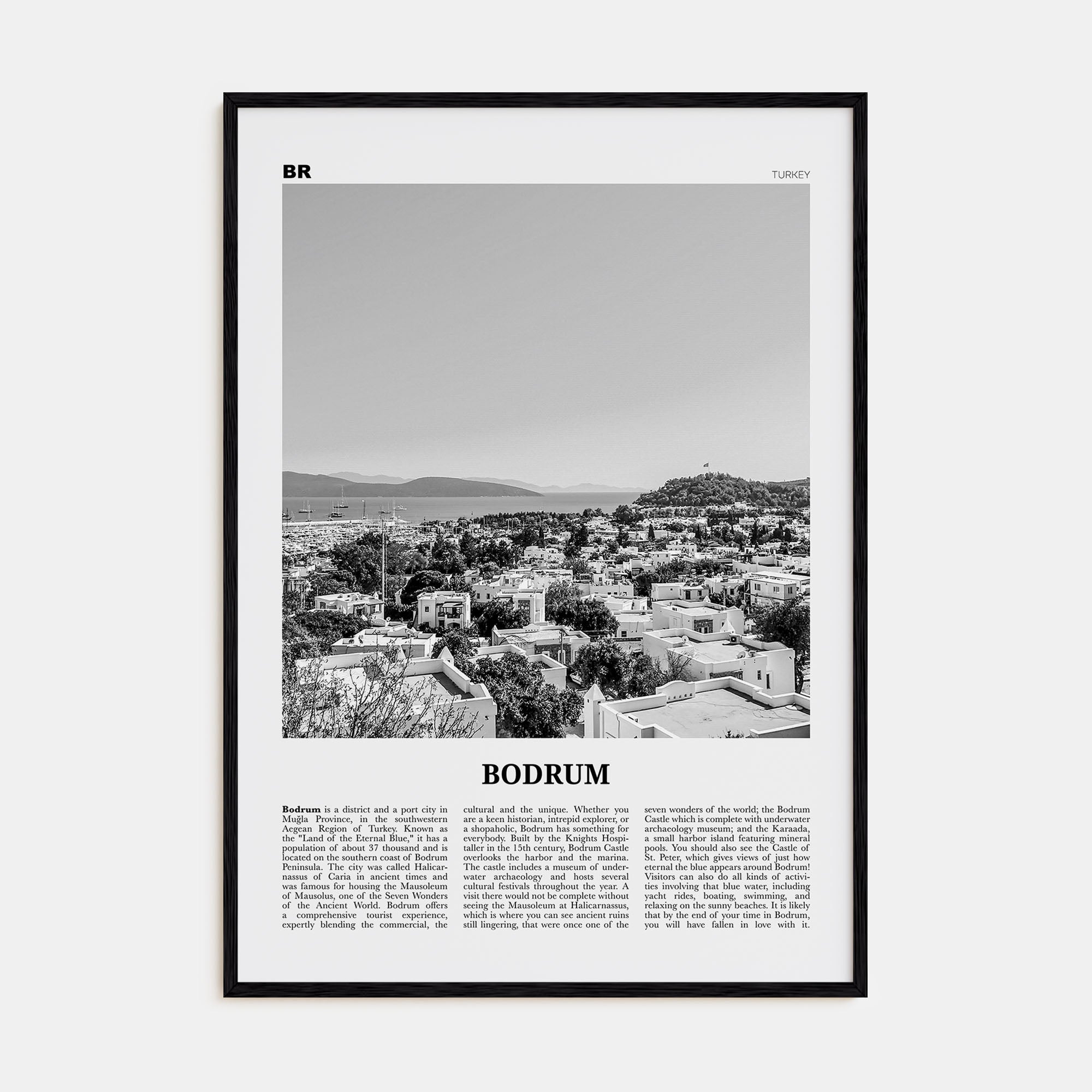Bodrum Travel B&W Poster