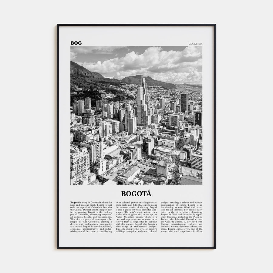 Bogotá Travel B&W No 1 Poster
