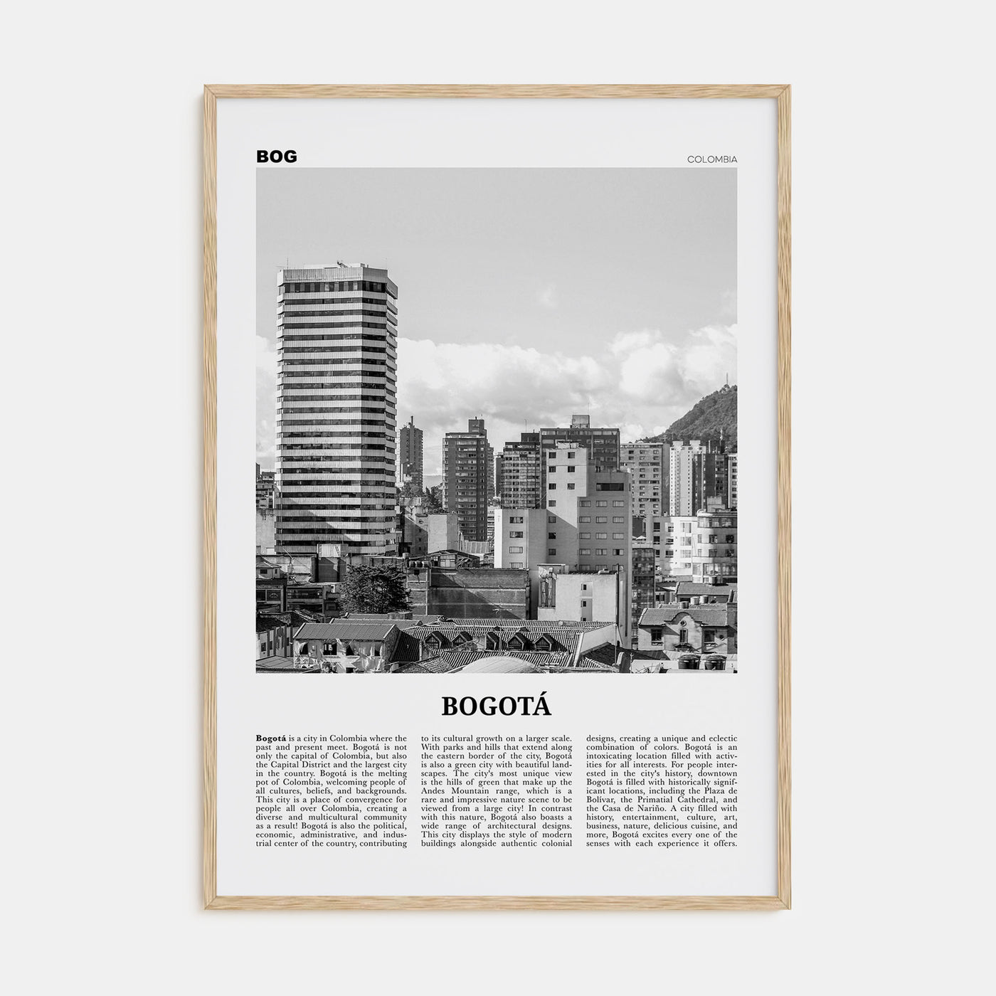 Bogotá Travel B&W No 2 Poster
