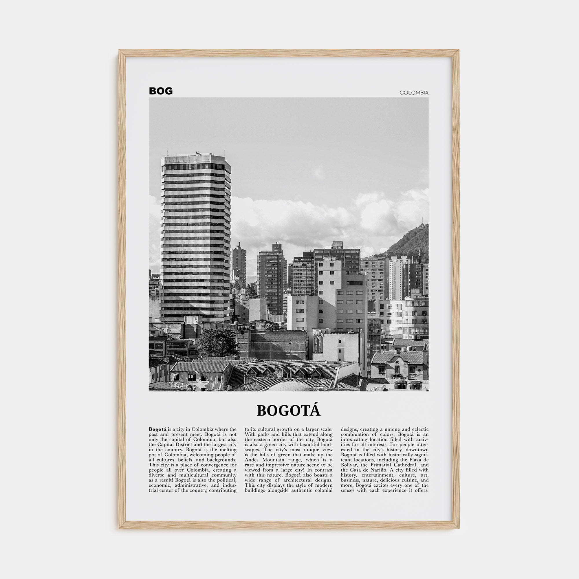 Bogotá Travel B&W No 2 Poster
