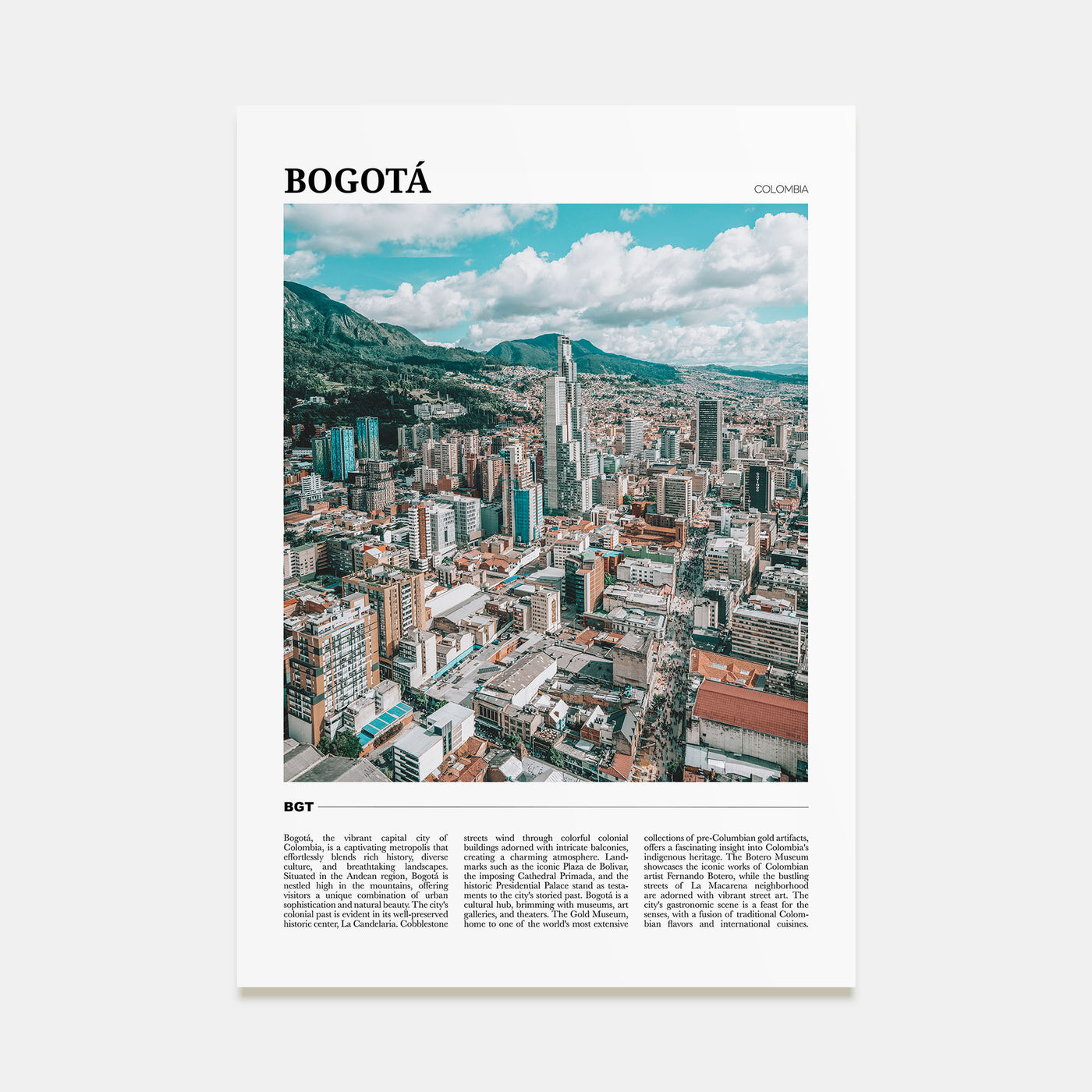 Bogotá Travel Color Poster