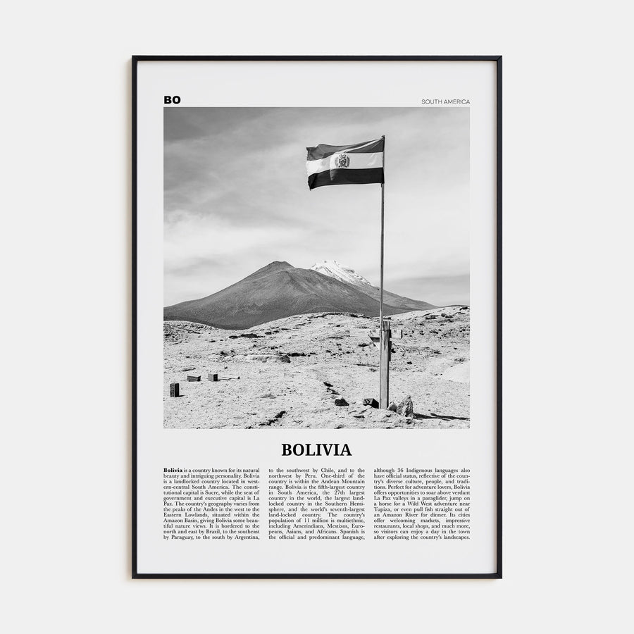 Bolivia Travel B&W Poster