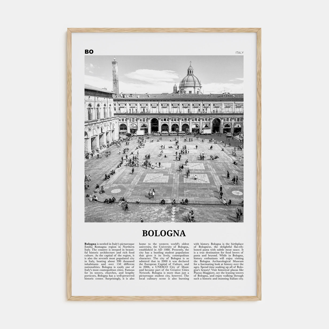 Bologna Travel B&W No 1 Poster