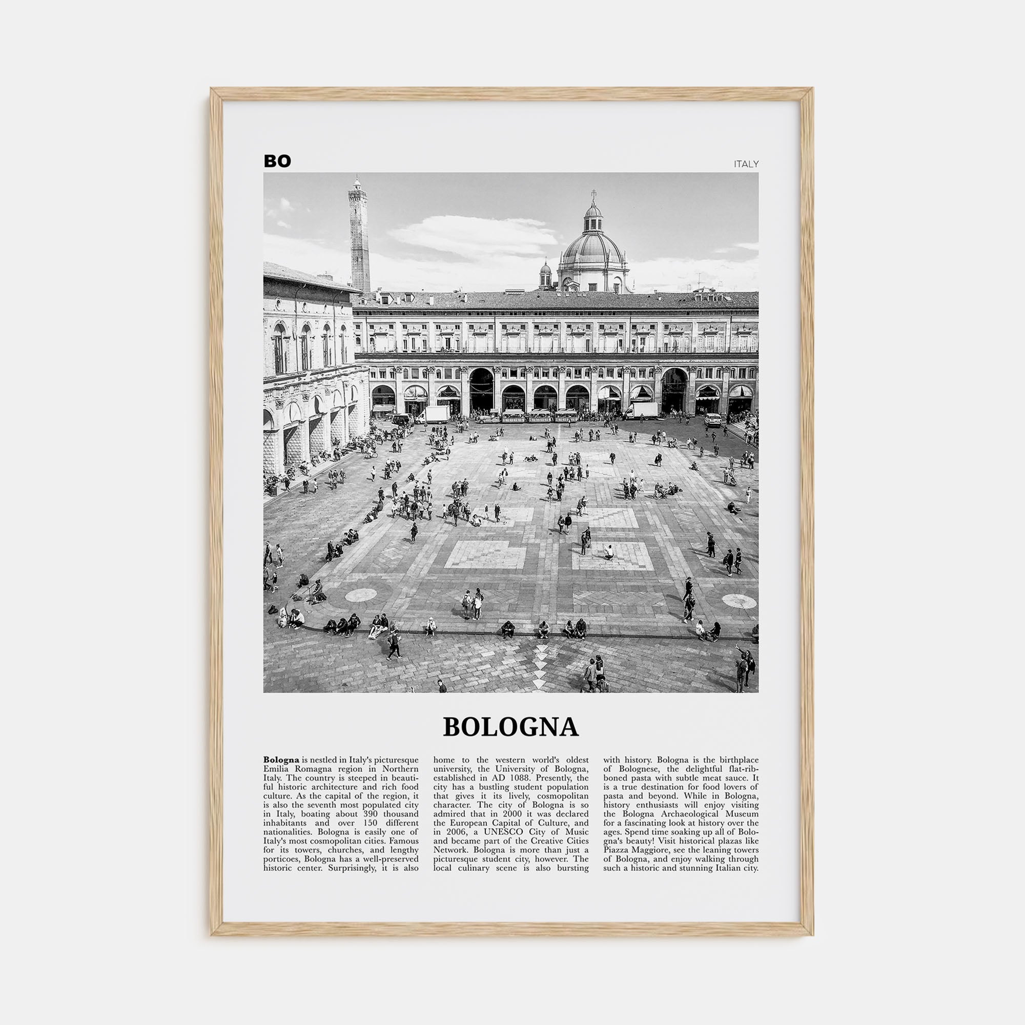 Bologna Travel B&W No 1 Poster