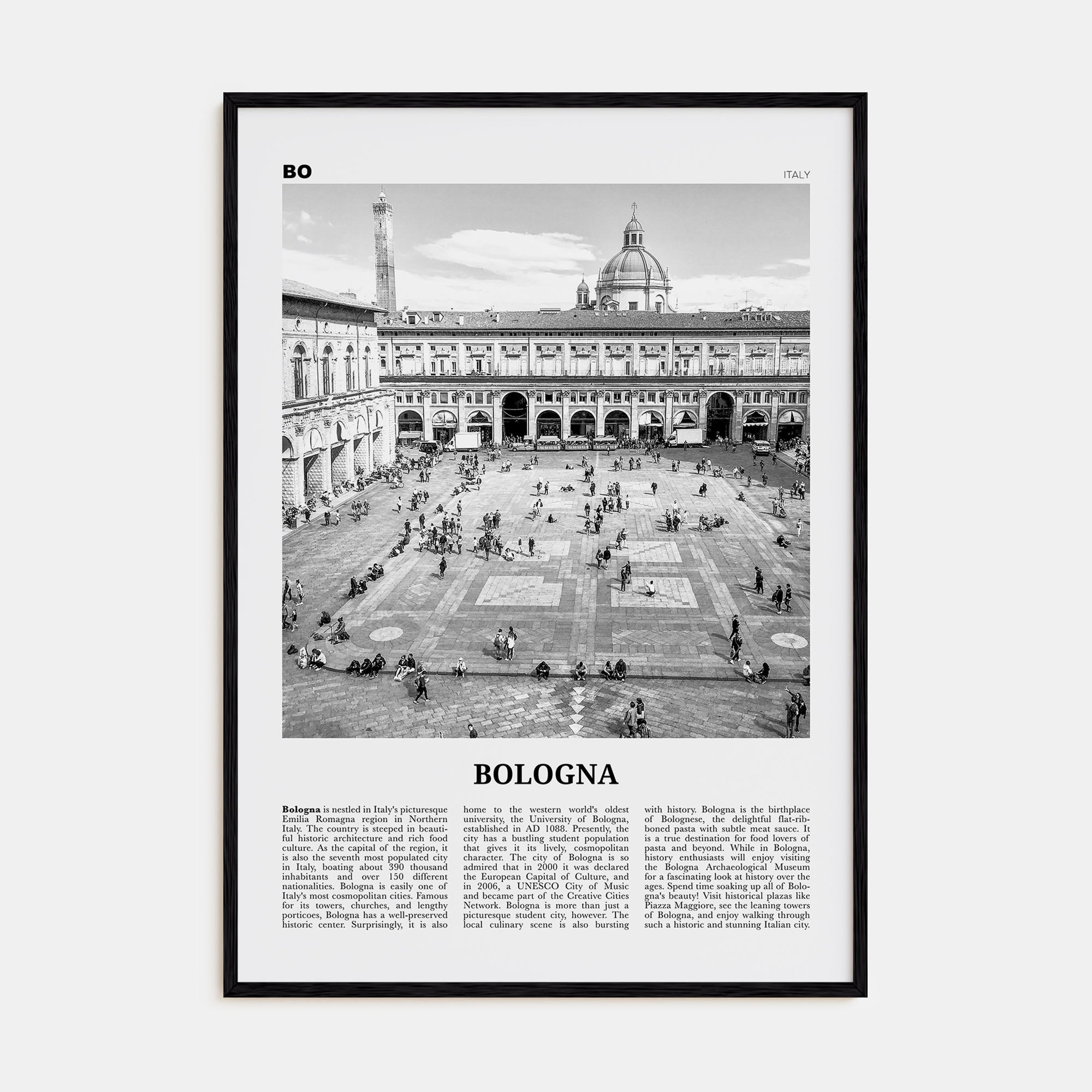 Bologna Travel B&W No 1 Poster