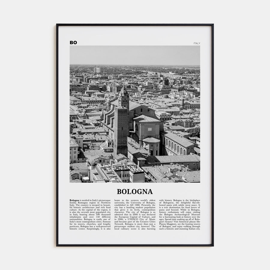 Bologna Travel B&W No 2 Poster
